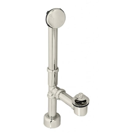 Westbrass Finished Twist & Close Bath Waste, Hidden Overflow -14" Make-Up, 17 Ga. in Polished Nickel D3211HK-05